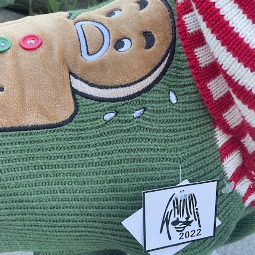 WHOOPI GOLDBERG Broken Cookie Dog Sweater & Beanie Set Size Medium NWT